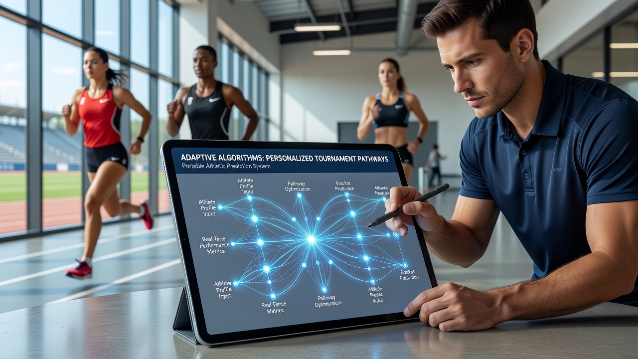 Tragbares Gerät zeigt adaptive Turnieranalyse mit personalisierten Sportvorhersagen